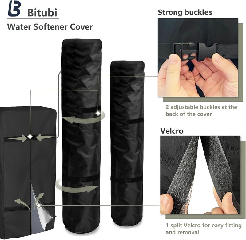 Bitubi Water Softener System Cover Outdoor for PRO+AQUA Water Softener System, 2Pcs Softener Tank/Filter Cover + 1Pcs Brine Tank Cover, All Weather Protection, Black - Image 5
